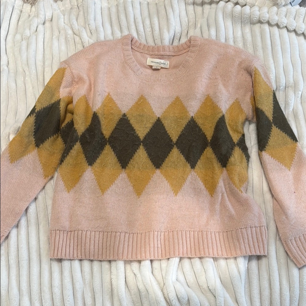 Preppy Pink Argyle Sweater